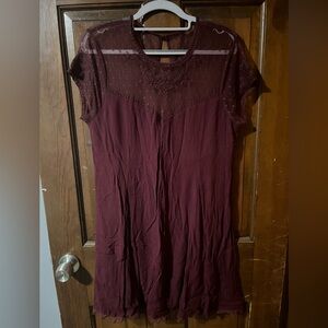 City Triangles Wine Lace Mini Dress